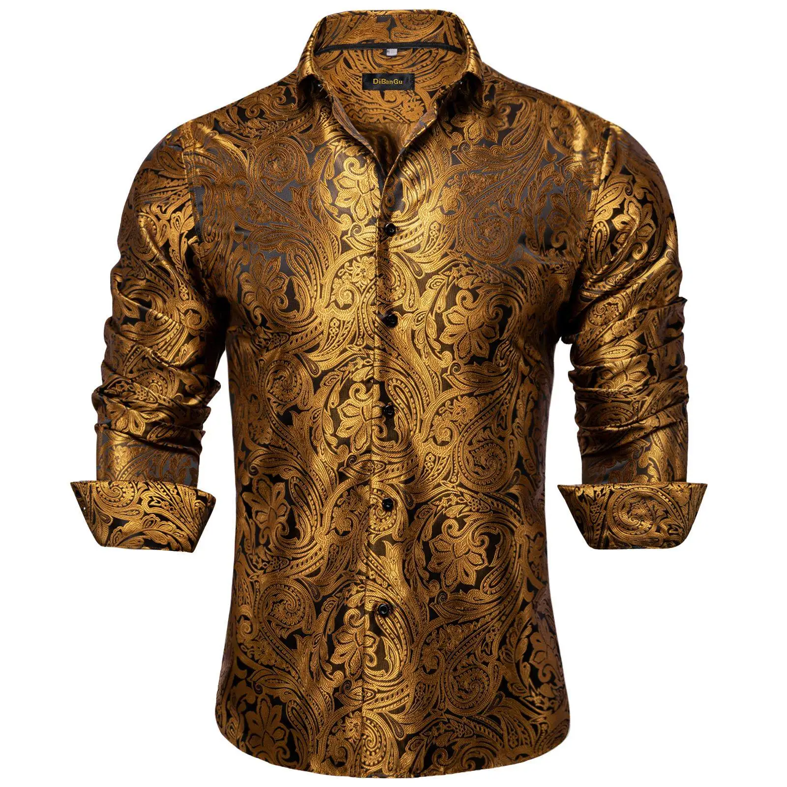 

Men's Ethnic Street Long Sleeve Shirt CleanFit Style Polyester Fiber Spring Season Citywalk Fashionable Inner Wear Shirt