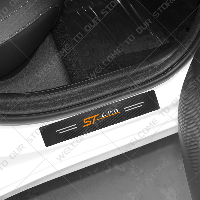 5Pcs/set ST Line Logo Emblem Carbon Fiber Car Door Threshold Sill Sticker For Ford Mondeo Explorer Fiesta Focus Puma Accessories - view 3