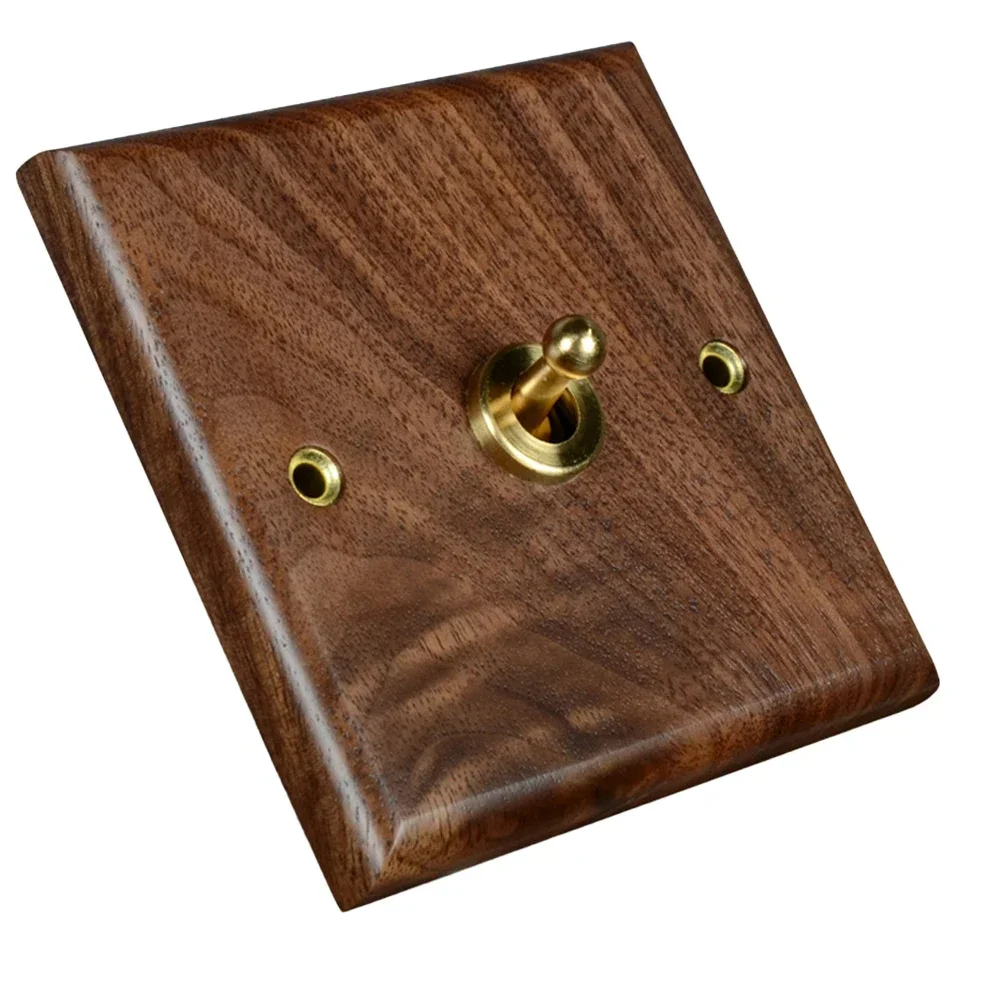 

1pc Waterproof Toggle Switch 1/2/3/4 Way ON-OFF-ON 86x86mm Retro Walnut Wood Plate Brass Lever Toggle Switches Tools