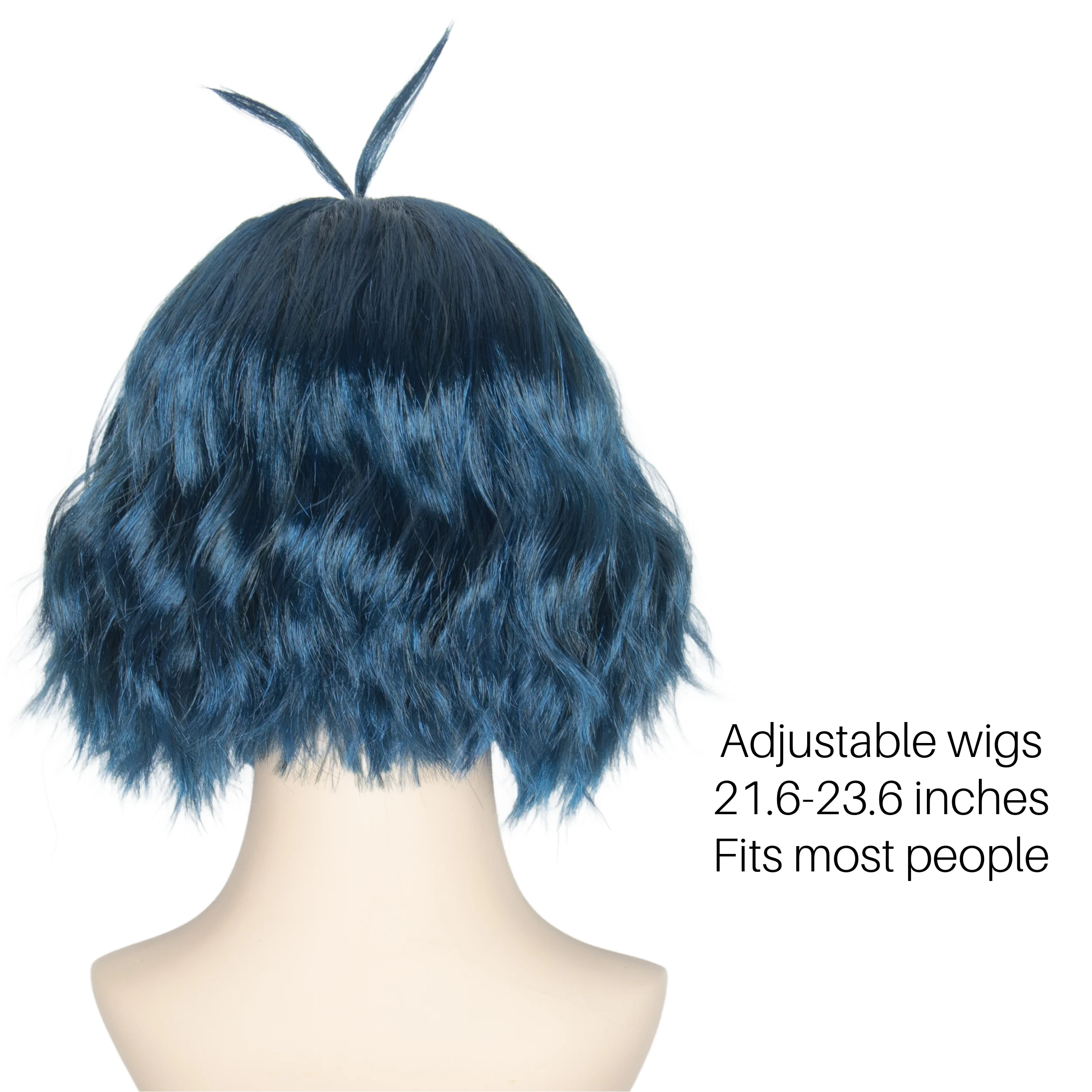 Miss U Hair  Center Part Women Girls Wig Short Wavy Deep Blue Wig with Hairpins Emotions Anime Cosplay Wig