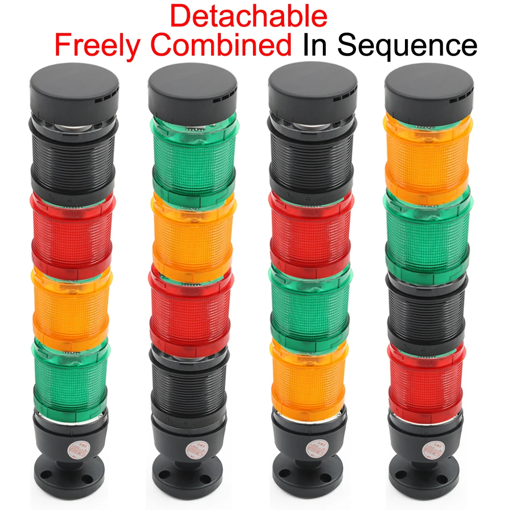 Signal Alarm caution indicator Industrial Stack Tower warning light 70mm Steady/Flash/Rotary Lamp LED for Machine 24V220V Buzzer