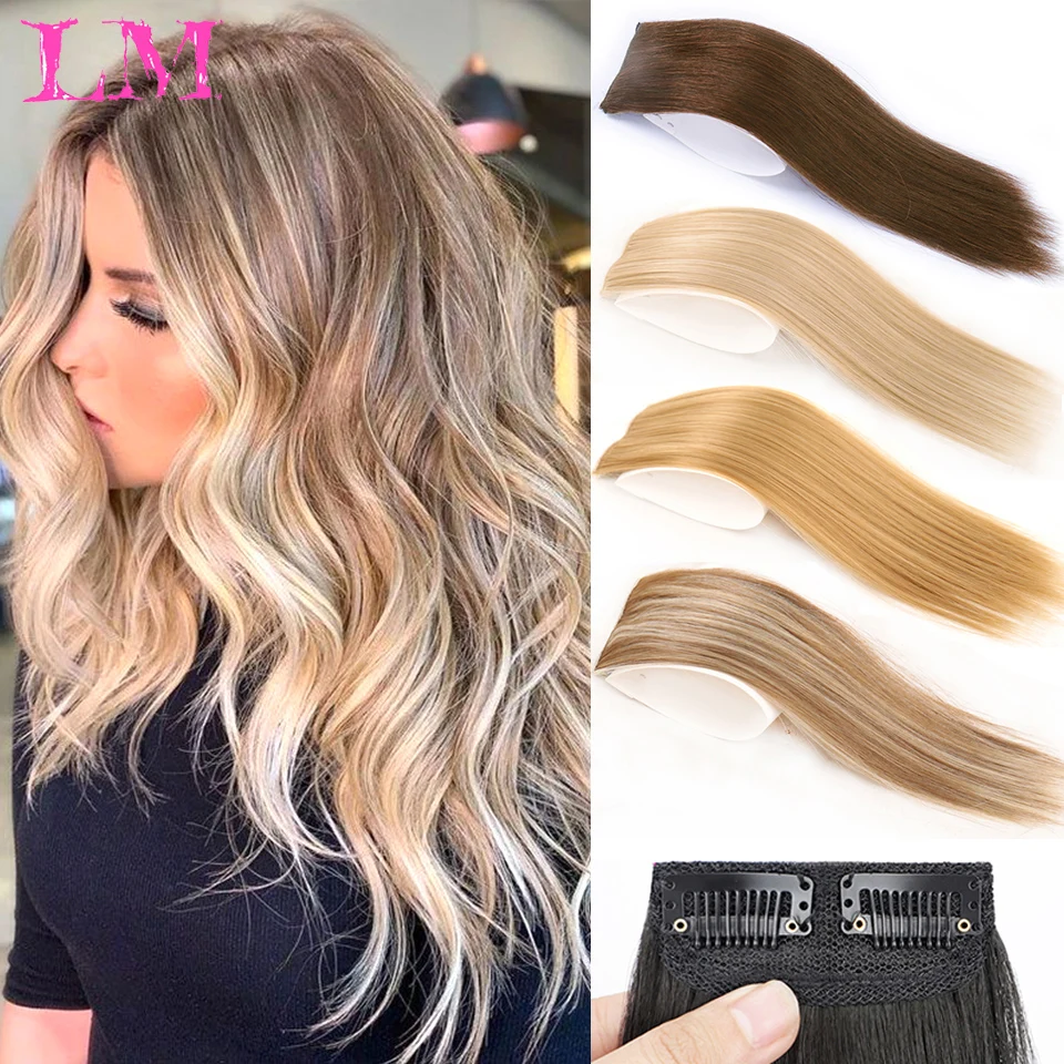 

LM Synthetic Hair Pads Invisible Seamless Clip In Hair Extension Increase Hair Top Side Cover Hairpiece Hair Piece