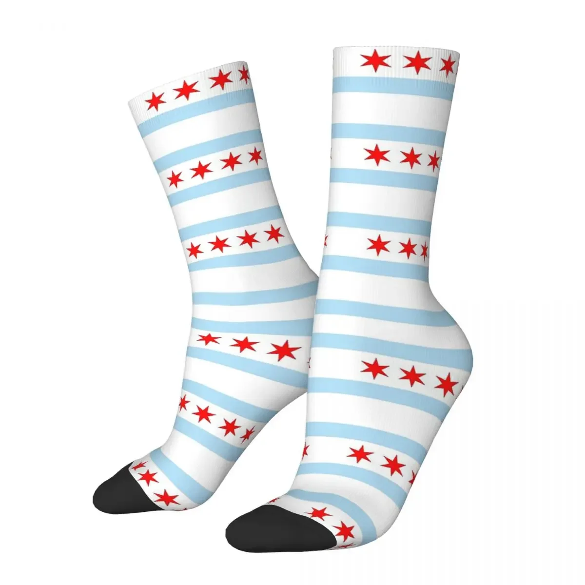 Flag Of Chicago Socks Harajuku Sweat Absorbing Stockings All Season Long Socks Accessories for Unisex Birthday Present