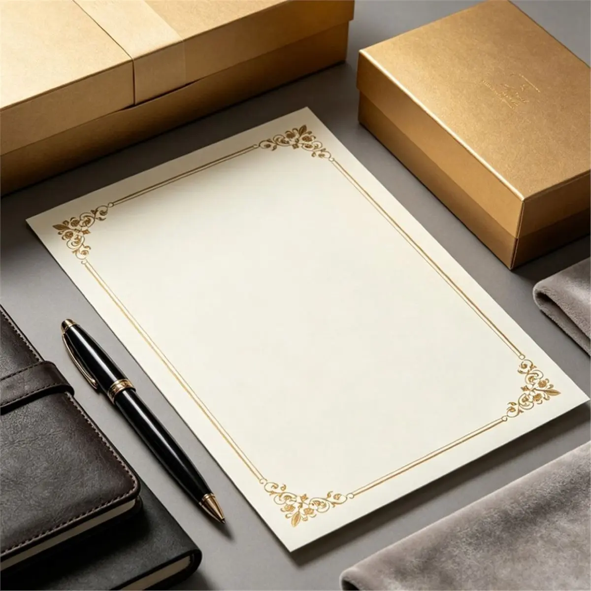 11·11COUPON 50 Sheets Gold Foil Border Certificate Paper, A4 for Printing, Diploma Paper, Award, Document Cardstock Paper