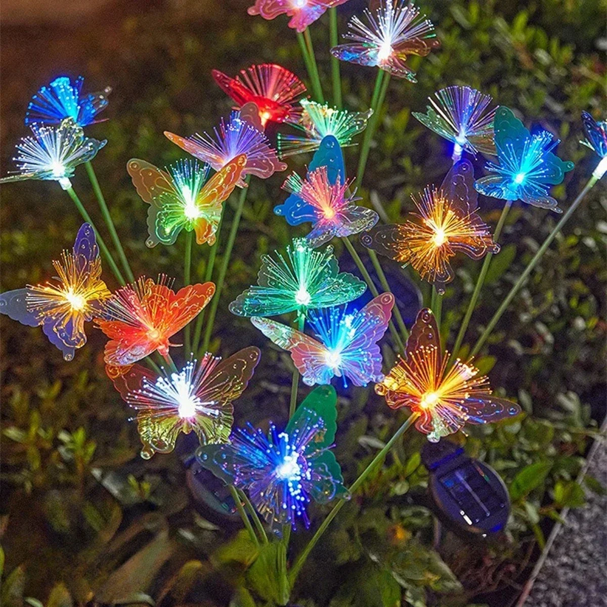 Solar Fiber Optic Butterfly Lights, Colorful Glowing Wings Warm White LED, for Garden Lawn Yard Landscape Pathway Decorations