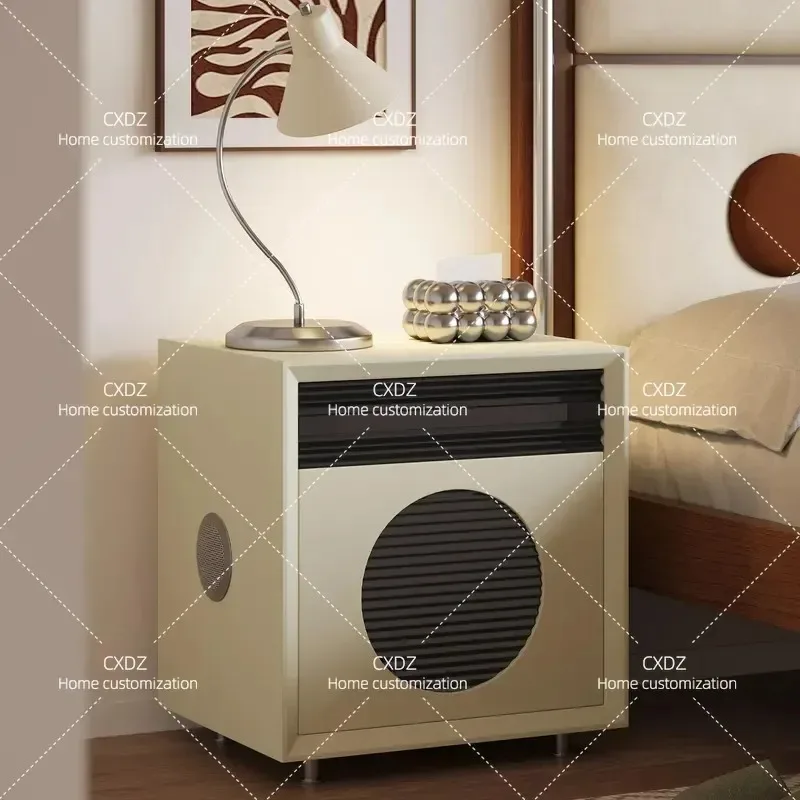 Intelligent Multi Functional Bedside Table Medium Ancient Style Simple Household Locker Storage Cabinet Nightstand