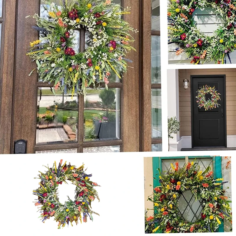 

Wild Flower Wreath Spring And Summer Flower Wreath Front Door Dried Flower Butter Cup Fresh Green Flower Wreath Decoration