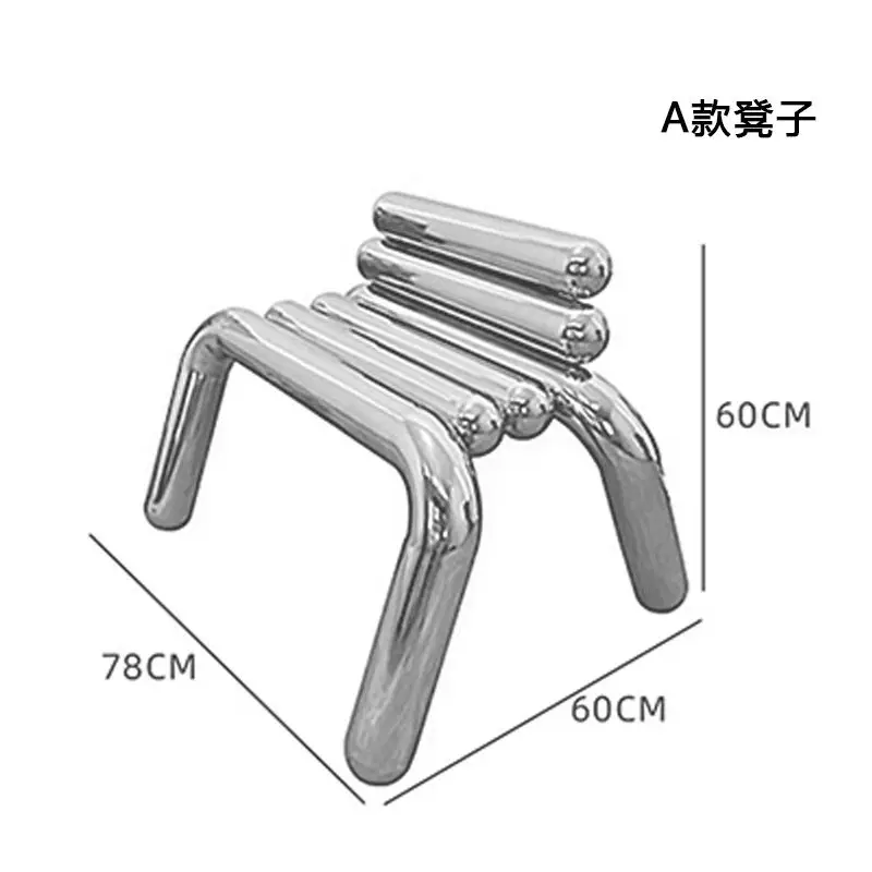 Fotel wypoczynkowy ze stali nierdzewnej kreatywne dom umeblowanie luksusowe nieregularne krzesło na świeżym powietrzu nowoczesna miękka dekoracja