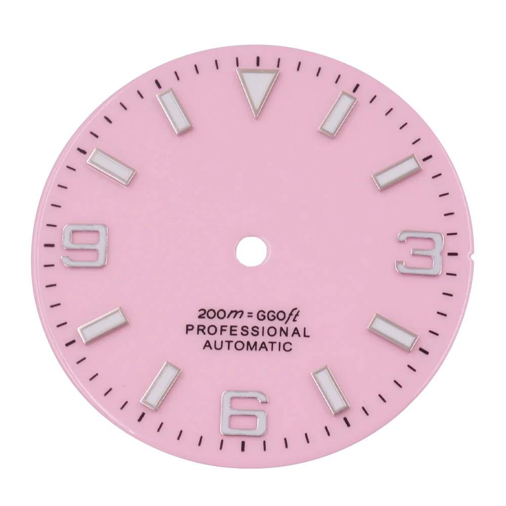 

29 мм розовый циферблат для часов, синий, зеленый, светящийся, подходит для NH35 NH36 ETA2824 2836 Miyota8215 DG2813, аксессуары для часов с механизмом