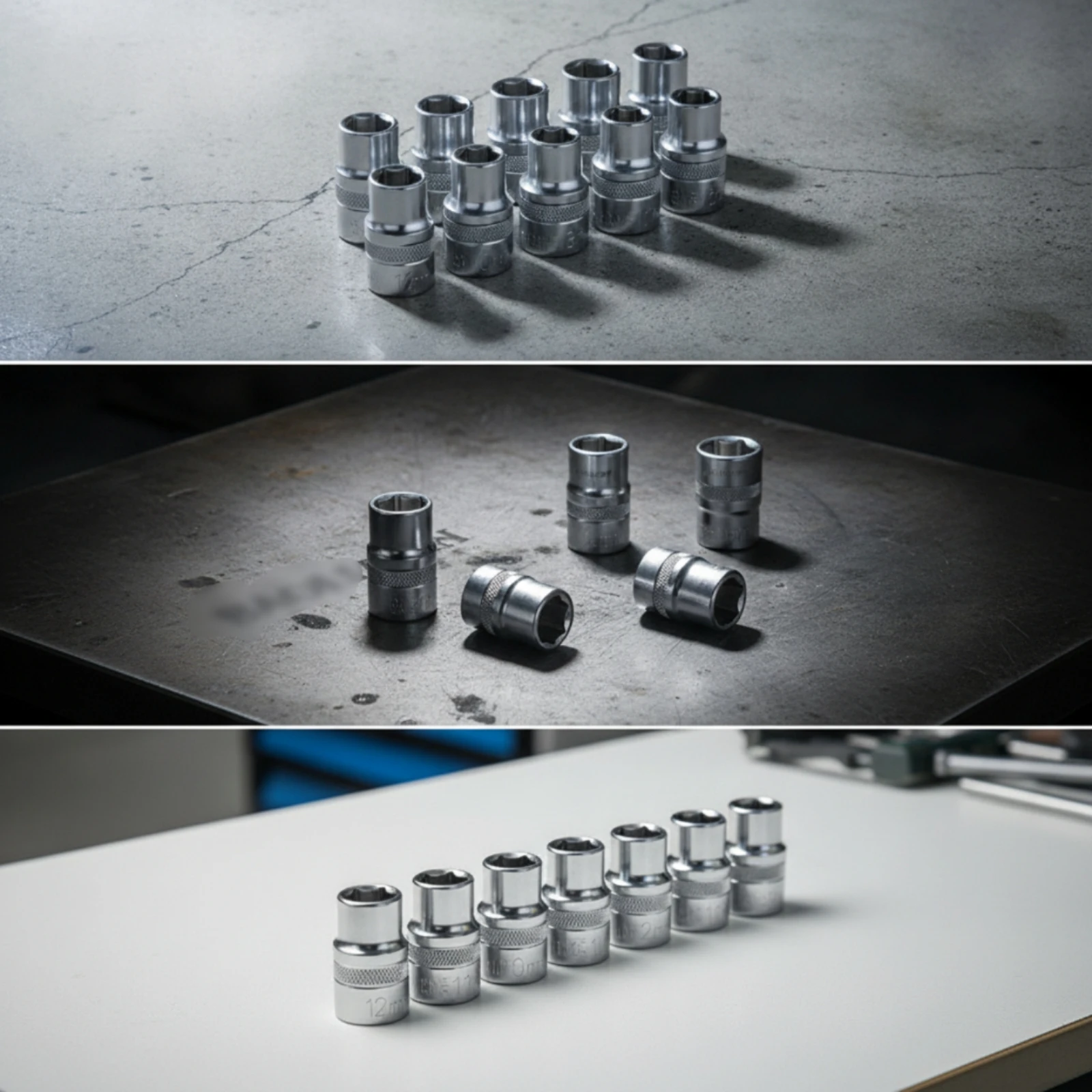 10 Pieces Metric Sockets Heavy-Duty Hex Sockets Hardware Polished Long-Lasting for Mechanics, Workshop, Garage