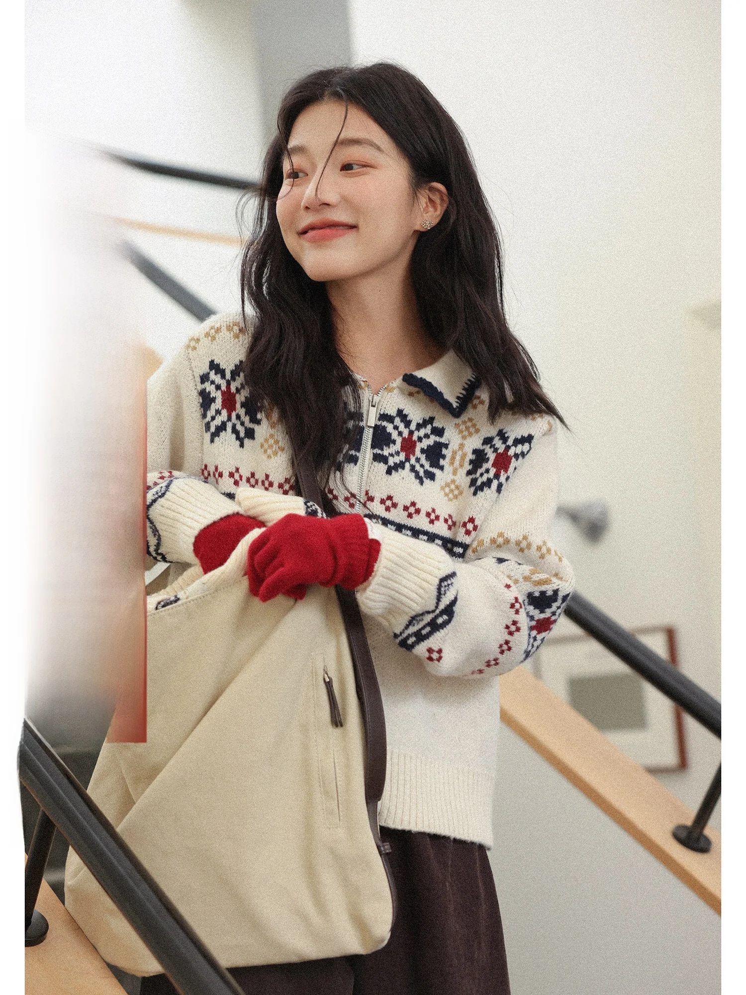 

Thiened 30, шерстяной новогодний свитер Fair Isle, кардиган, женская зимняя красивая ленивая верхняя одежда, удобная одежда для поездок на работу