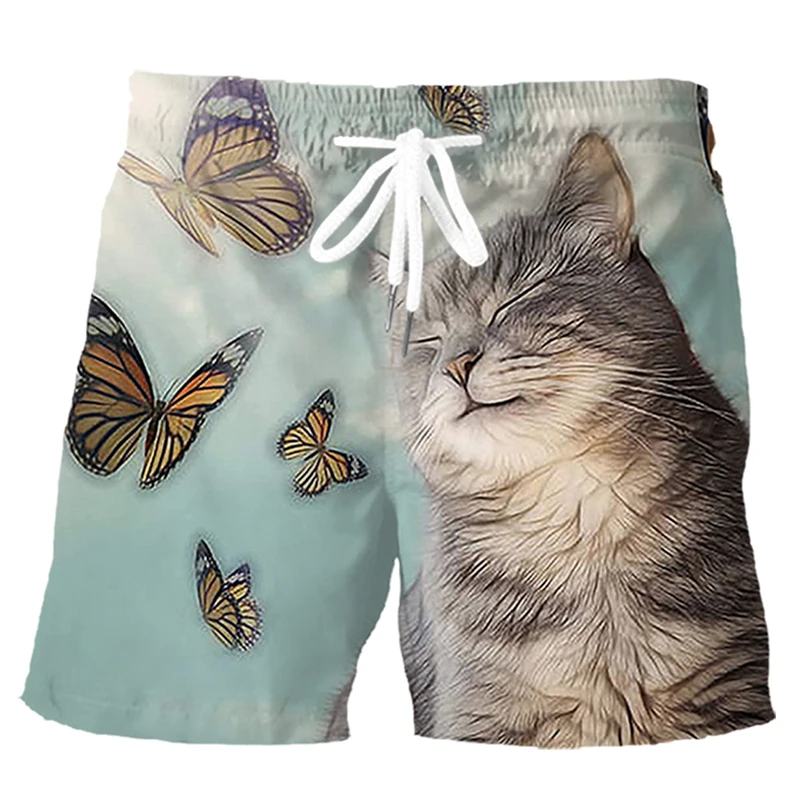 Herren Shorts Tabby Katze tanzen 3D gedruckt Board Shorts frische lässige Urlaub Beach wear Herren Strand Shorts Fitness Sport Shorts