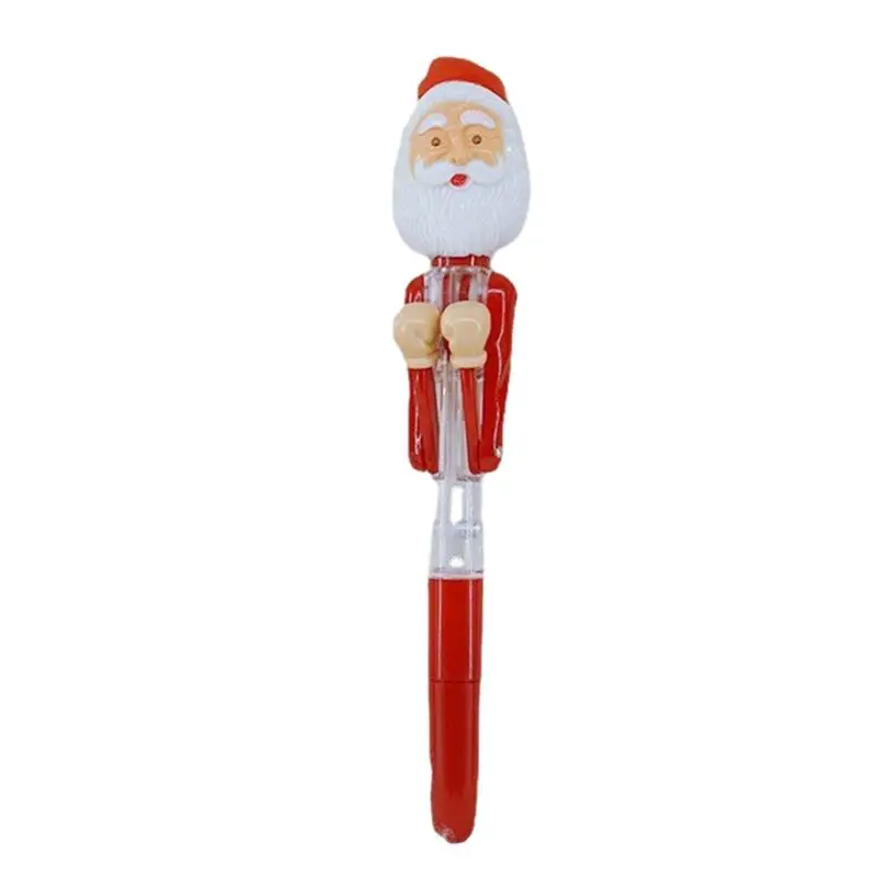 Cute Ballpoint Pen Cute Boxing Action Santa Pen With Light Funny Christmas Supplies Unique Holiday Gift For Schools