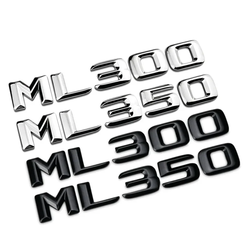 3d ABS Black Chrome Car Letters Trunk Emblem Badge For ML250 ML270 ML300 ML320 ML 350 500 Logo Sticker Accessories