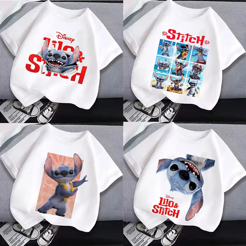 

Lilo & Stitch T-shirt Disney Movie Cartoon Anime Short Sleeve Boys Girls Kawaii Fashion Tee Adult Clothing Men Women Trendy Tops