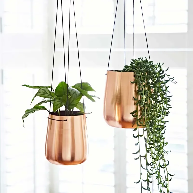 for Contemporary Gold Metal Wall Planter Triple Hanging Flower Pot Holder Indoor Vertical Garden Home Decoration