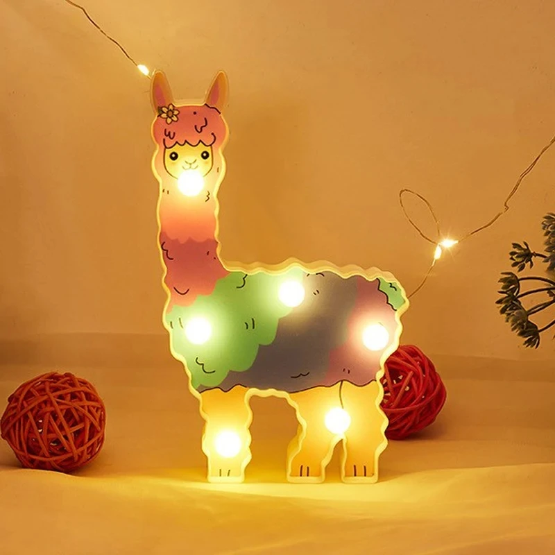 Alpaca Shape Party Decoration 3D Lamp LED Night Light For Home Decor Bedroom Table LED Light Kids Birthday Baby Shower Light