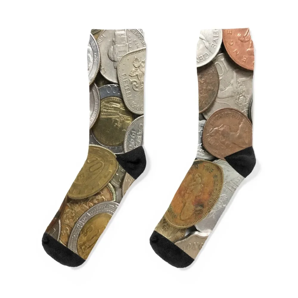 

Numismatist Gifts For Coin Collectors International Coins Socks cute warm winter Climbing winter Ladies Socks Men's