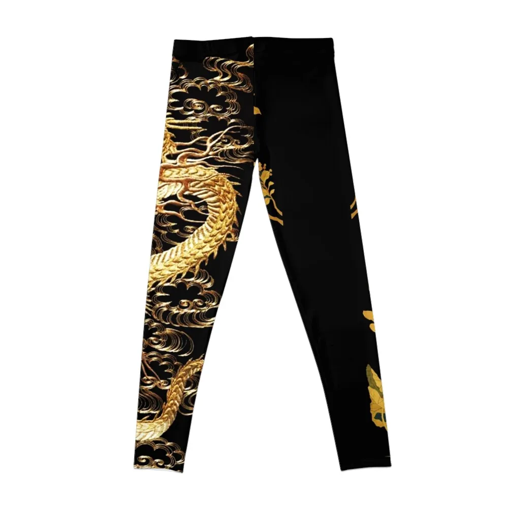 GOLD DRAGON IN BLACK,Egret,Lotus,Green GoldFloral Leggings Women pants Women\'s fitness leggings