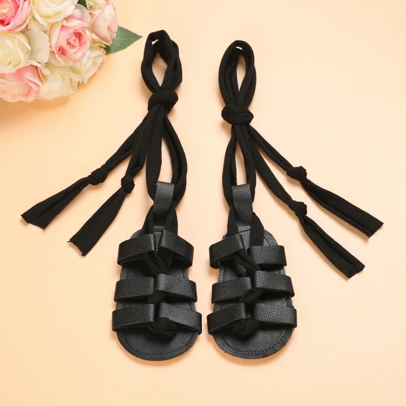 Fashionable Summer Gladiator Sandals for Baby Girls Cross Tie High Top Soft Rubber Sole Toddler Shoes First Pair of Baby Footwea