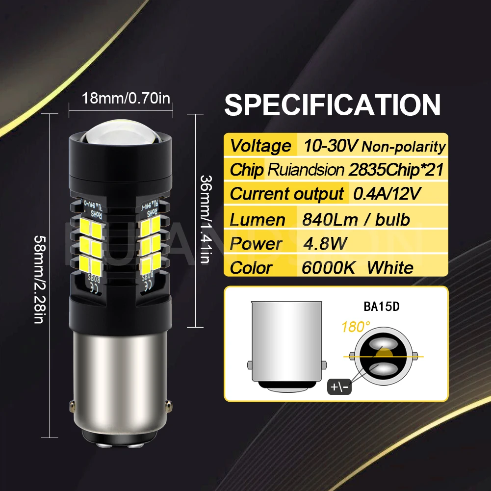 2pcs 12V 24V 1142 BA15D 1157 BAY15D S25 BAZ15D P21/4W 2835 21SMD Led Auto Turn Brake Light White Red Yellow