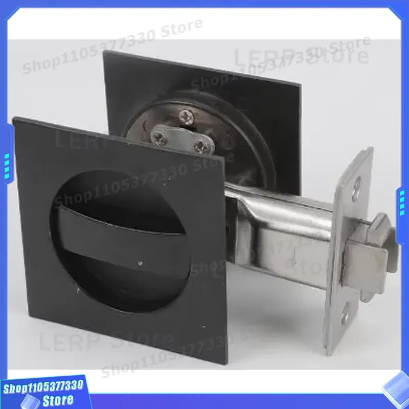Zinc Alloy Square Cavity Sliding Door Lock Double Turn Entrance Pocket Door Hardware Hidden Screw Slider Attachment with Key