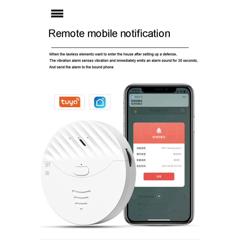 Detector 130DB Smart Tuya Door Window Vibration Alarm For Warning Burglars Intruder Home Security Alarm