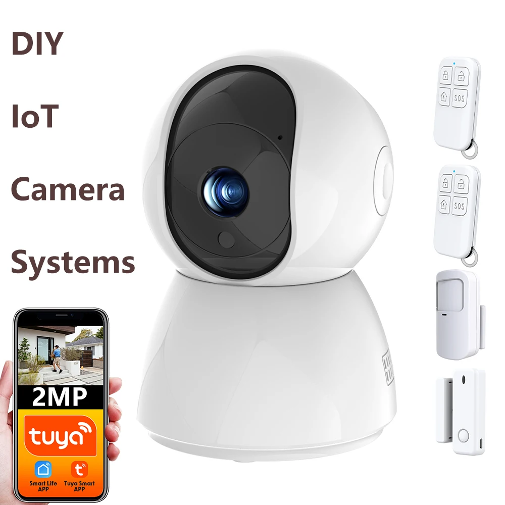 Tuya Smart Life 2MP 2.4G/5G+BLE WIFI IoT アラーム監視ホームセキュリティ盗難 FHD CCTV カメラシステム SOS 接触 PIR センサー