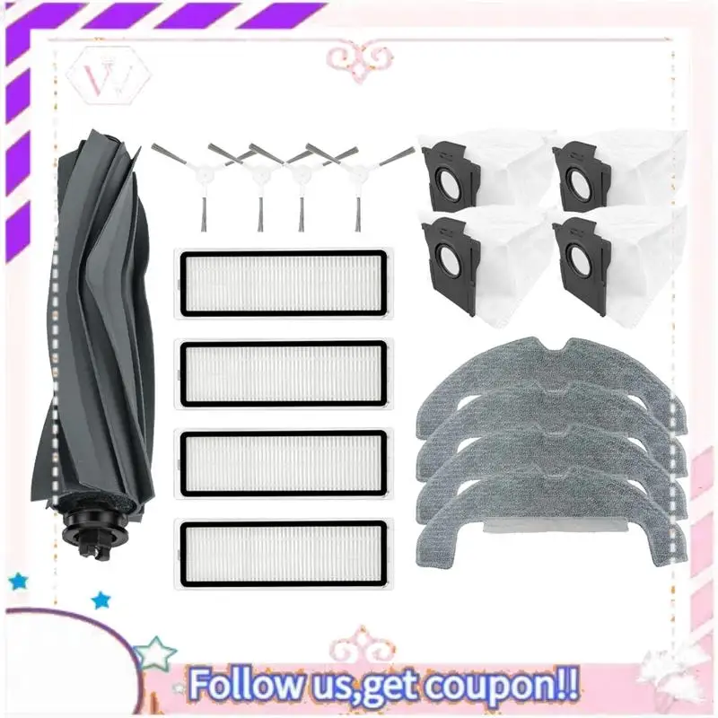 

Запасные части и аксессуары A50F для Dreame D10 Plus Gen 2 RLD32GD: основная и боковые щетки, HEPA-фильтр, тряпка для влажной уборки, мешок для сбора пыли