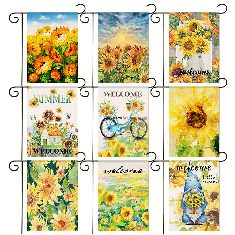 Welcome Summer Sunflowers Garden Flag Decorative Yard Banner Holiday Outdoor Outside Lawn Decor 30*45cm  Farmhouse fall decor