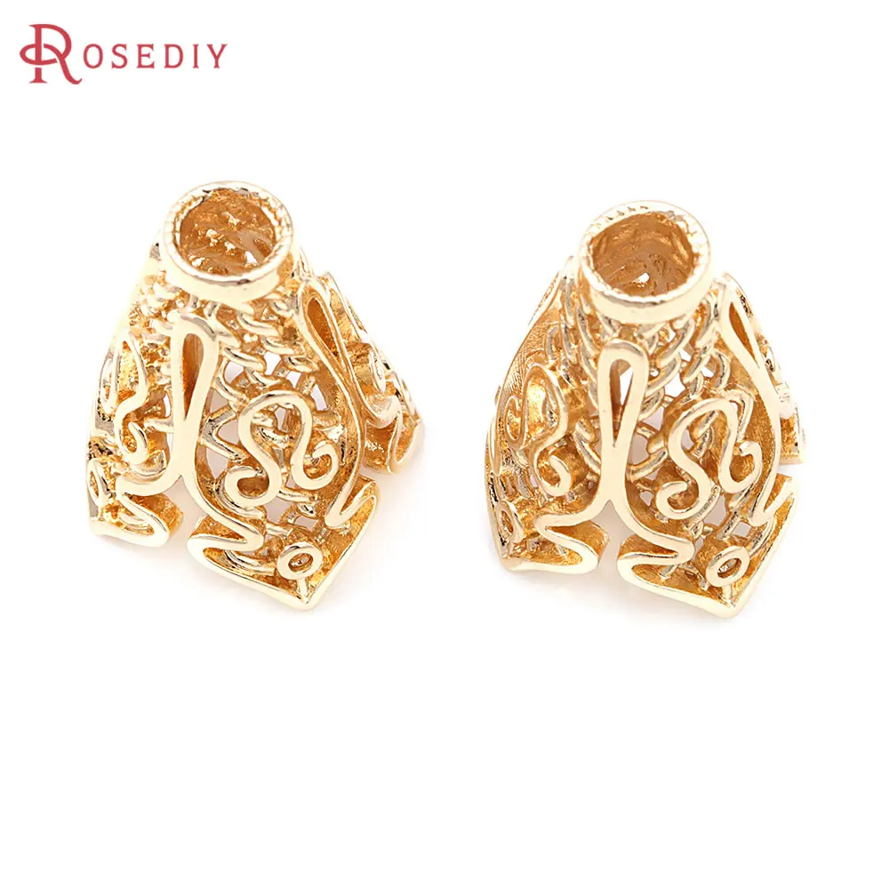 10PCS 18K Gold Color Brass Tree Leaf Leaves Beads Caps High Quality Diy Jewelry Making Necklace Earrings Accessories for Women