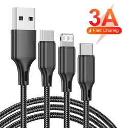 Kabel do szybkiego ładowania 3 w 1 3A Micro USB typu C do Iphone 15 14 Pro Max Kabel do szybkiego ładowania linii danych telefonu do Xiaomi Huawei