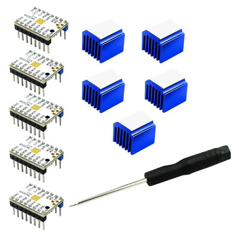 

3D-принтер TMC2208 V1.2, драйвер шагового двигателя, шаговые палочки, отключение звука для Reprap Ramps 1,4 MKS Prusa I3 Ender-3 Pro (5 шт.)