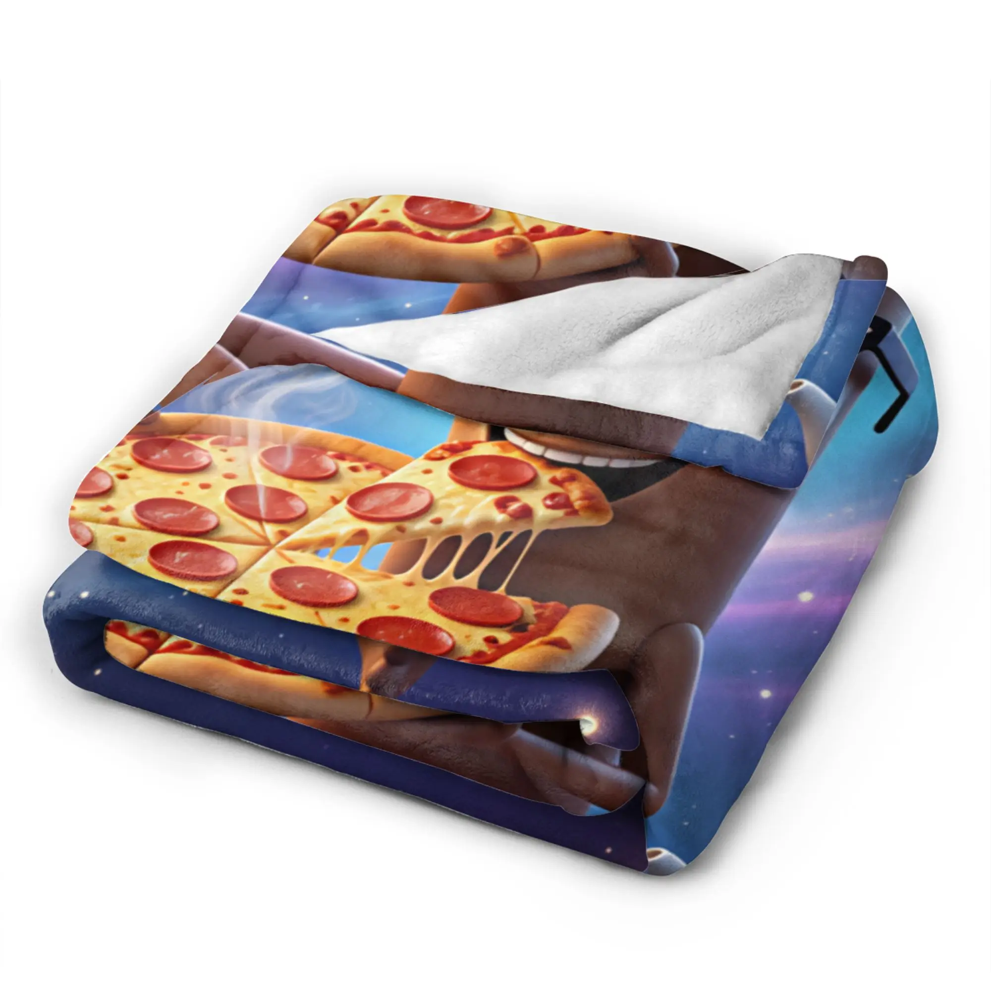 Tung Tung Sahur Pizza Space Galaxy Funny Meme Flannel Blanket Kids Soft Throw Blanket Spring Chair Bedspread Sofa Bed Cover