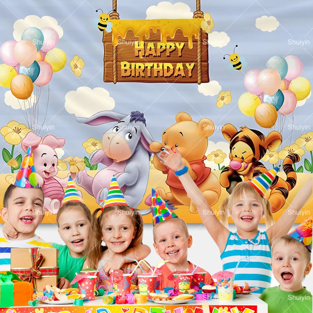 Winnie The Pooh Hintergrund Tigger Kindergeburtstag Party Dekore Willkommen Baby Neugeborene Babyparty Fotografie Hintergrund Fotobanner