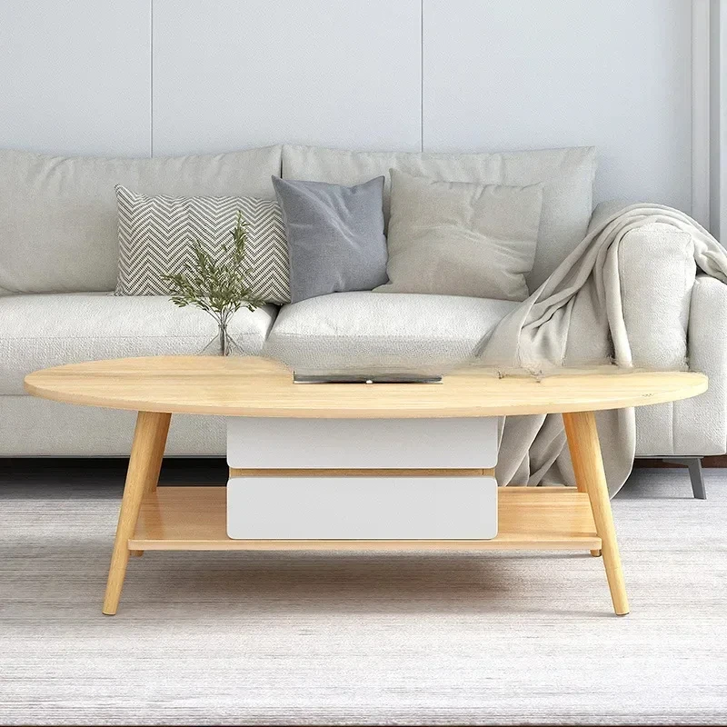 Modern Wood Coffee Table Room Living Room Drawers Extendable White Storage Side Table Mesa Centro Dining Table Home Furniture
