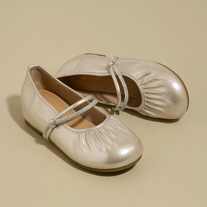 

Autumn Classic Golden Women Low-heeled Shoes Comfortable Soft Leather Ballet Flats Women Height-increasing Mary Jane Shoes Women