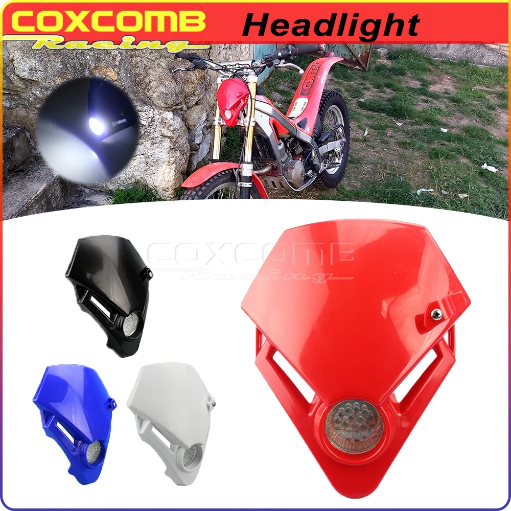 Dirt Bike Mini LED Headlight Head Lamp Fairing For Gas Gas TXT Trial 50 80 120 200 250 270 280 300 Pro Racing EC Red Front Light