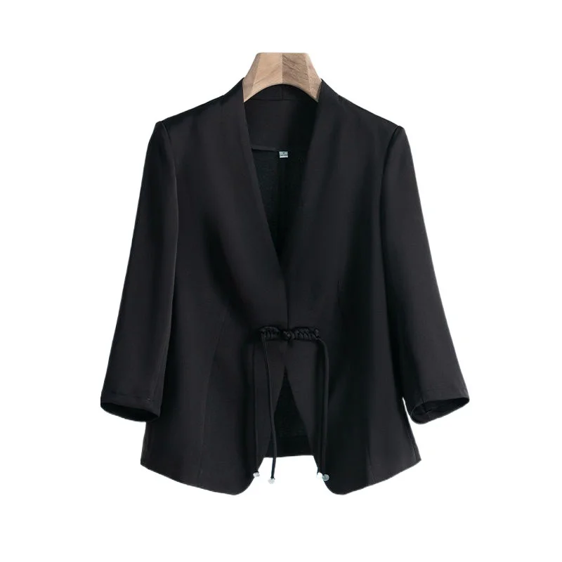 Vrouwen Blazer 2023 Nieuwe Zomer Dunne Elegante Mode Bijgesneden Mouw Blazers Jassen Kantoor Werk Vrouwelijke Pak Jas Dames