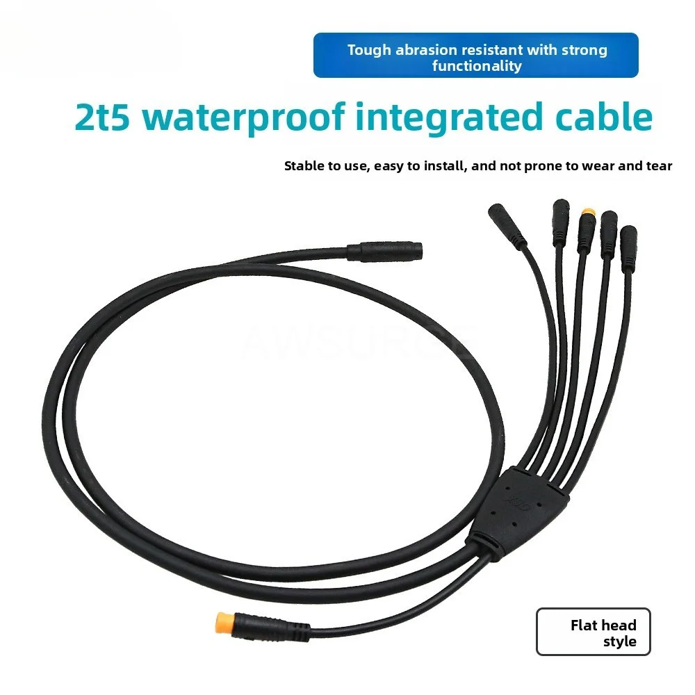 9Pin Electric Bicycle 2T5 Modified Cable Harness Flat Head Integrated Bus M8 Waterproof Head Connecting Scooter