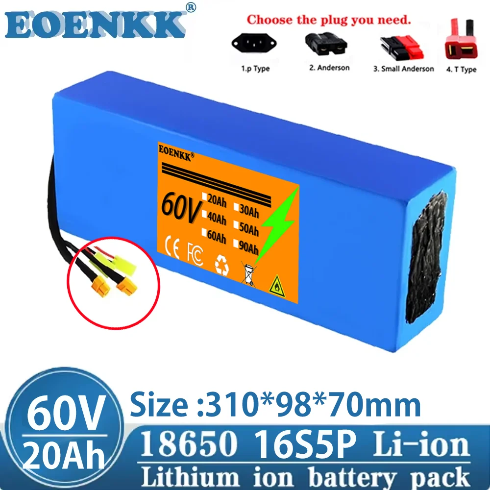 100% true capacity60V ebike battery 60V 30Ah 18650 16S5P lithium ion battery electric bicycle 60V 3000W electric scooter battery