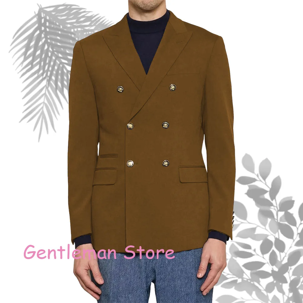 سترة بدلة رجالية كلاسيكية إيطالية سترة مزدوجة الصدر بقصة ضيقة نمط الأعمال والترفيه بدلة رجالية معطف أزرق وأسود للرجال #4