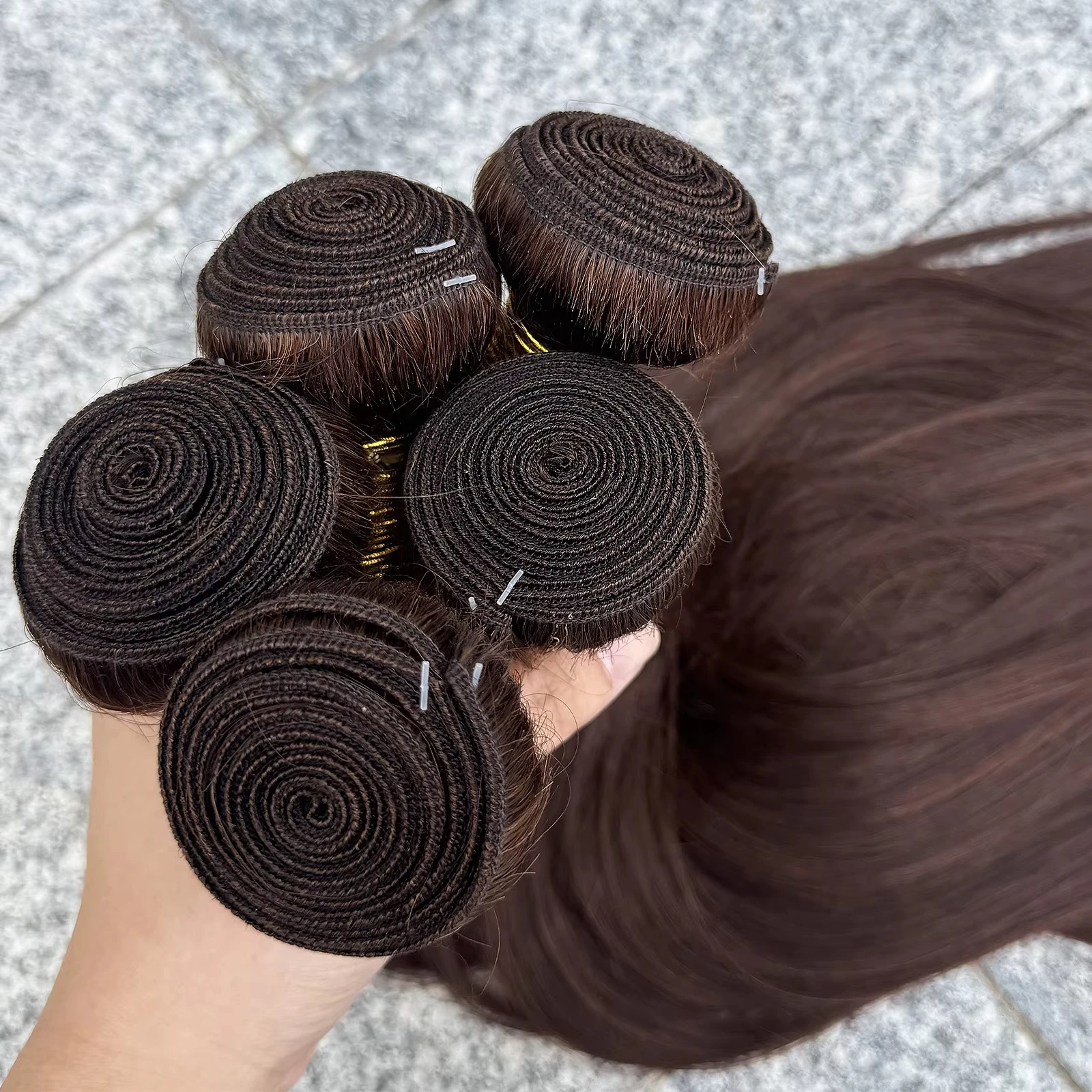 # 4 حزم شعر ريمي برازيلي بني شوكولاتة، وصلات شعر بشري مفرود، حزم شعر بشري بني فاتح للنساء #5