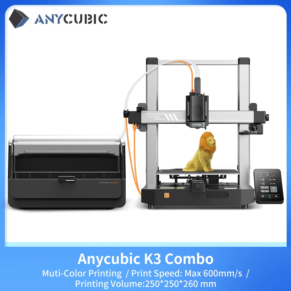 

ANYCUBIC K3 Combo Multi-Color FDM 3D Printer Print in 4 to 8 Color Printing Speed Build Size 250mmx250mmx260mm With Max 600mm/s