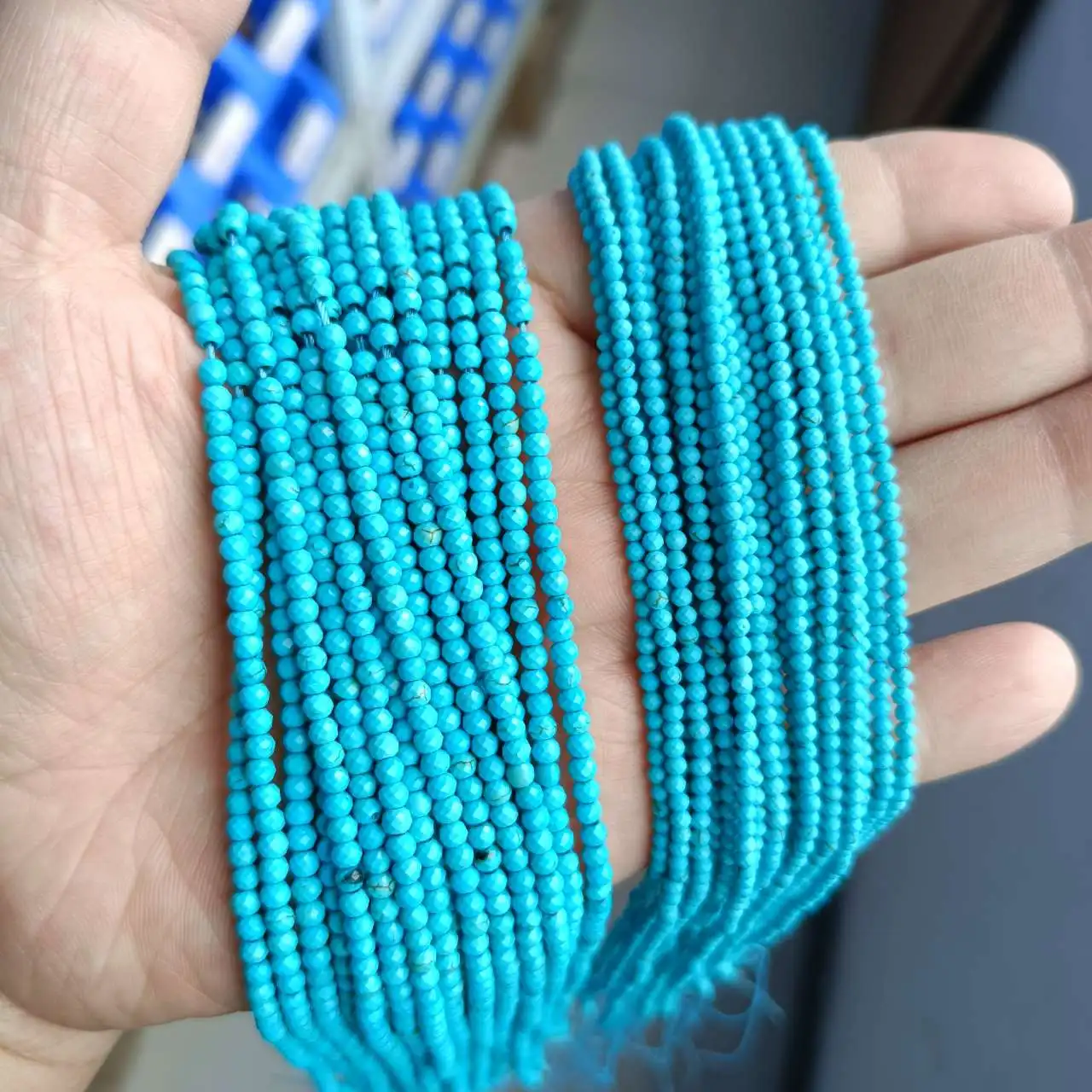 Mini Blue Turquoise Stone Bead Faceted 2 3mm Loose Spacer Beads For Jewelry Making Bracelet Necklace Handmade Accessories 38cm