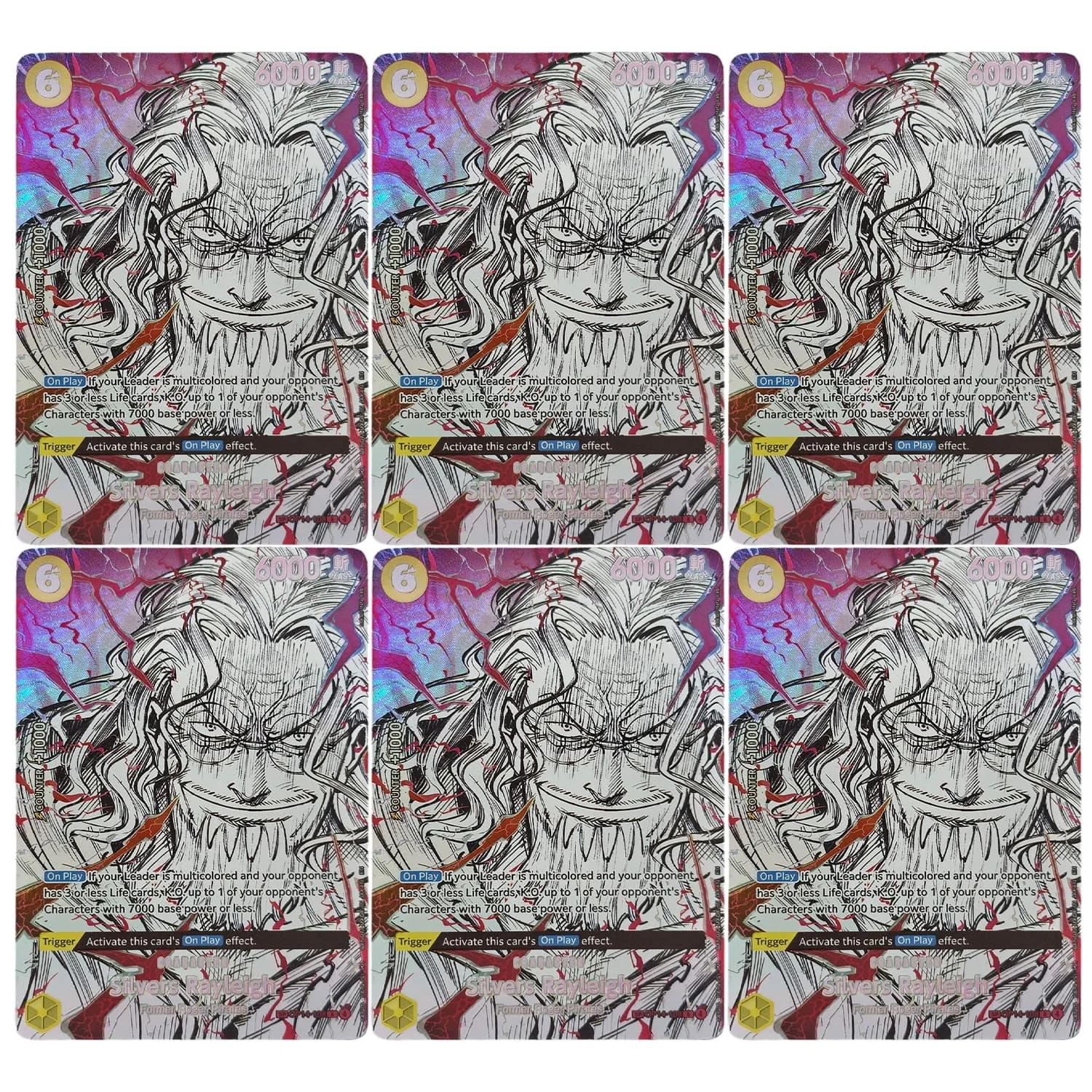 Carte de collection de jeu de personnage jaune, OP14-108 R, Rayleigh, Haki du Conquérant, OP17 SP, One Piece, Proxy anglais, fait maison
