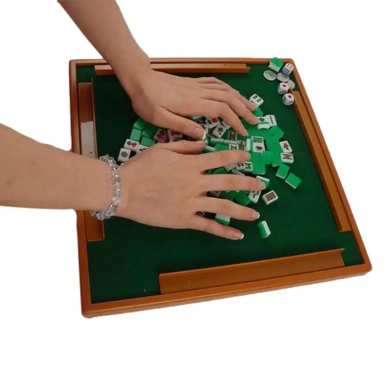 Mini Travel Mahjong Set Portable Chinese Mahjong 144 Tiles Chinese Mahjong Tiles Set Traditional Game For Travel Party Picnic