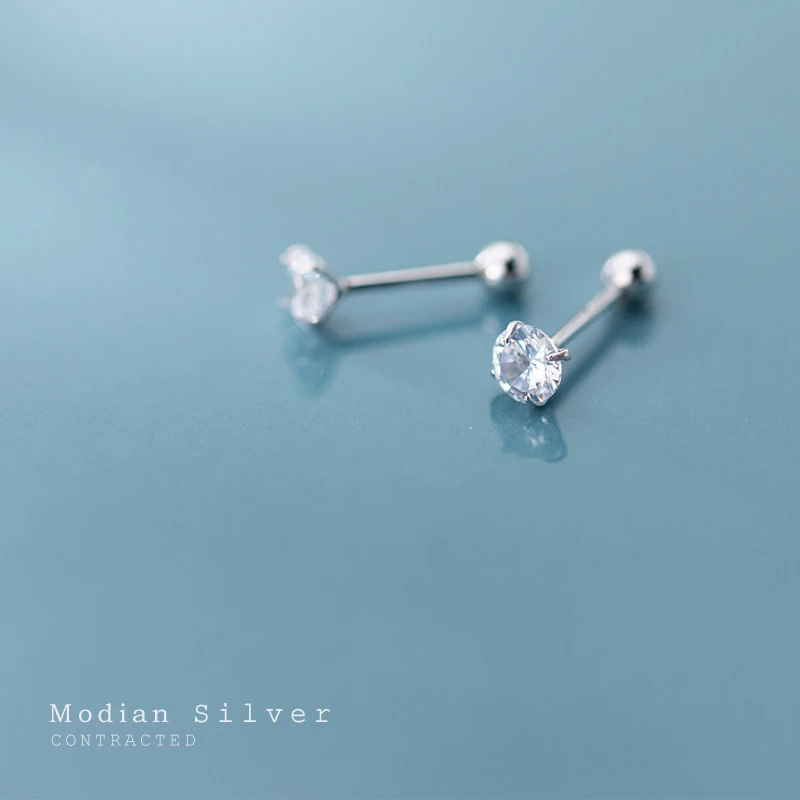 Modian Dazzling AAA Zircon Stud Earring for Women Fashion Authentic 925 Sterling Silver Wedding Engagement Statement Jewelry
