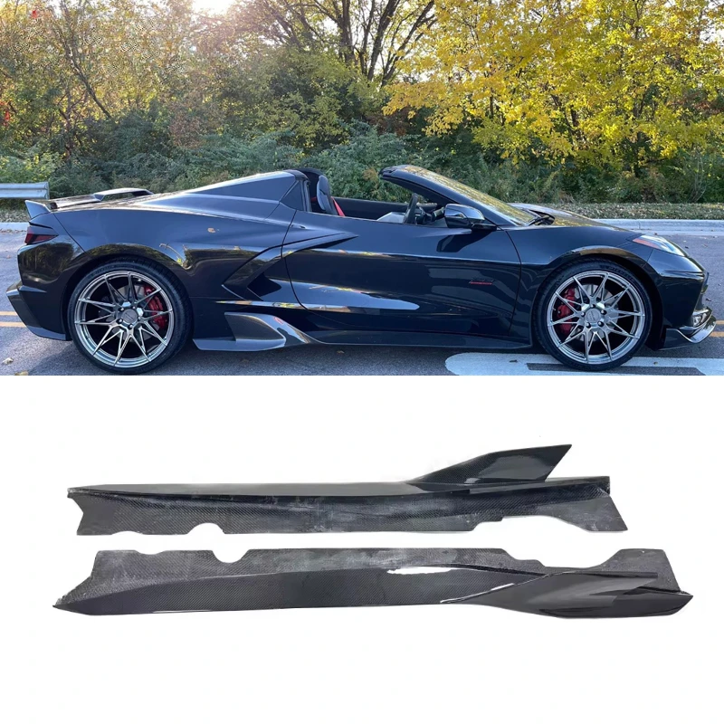 Wholesale For Chevrolet Corvette C8 Carbon Fiber A-D Style Side Skirts Bumpers  Car Body Kit Accessories