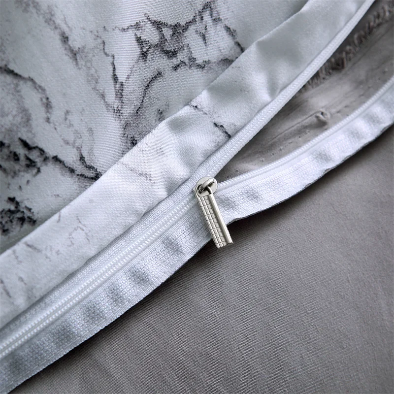 Marble 3pcs 100% Polyester Duvet Cover Set Granite Surface with Stormy Natural Mineral Stone Pattern Comforter Cover